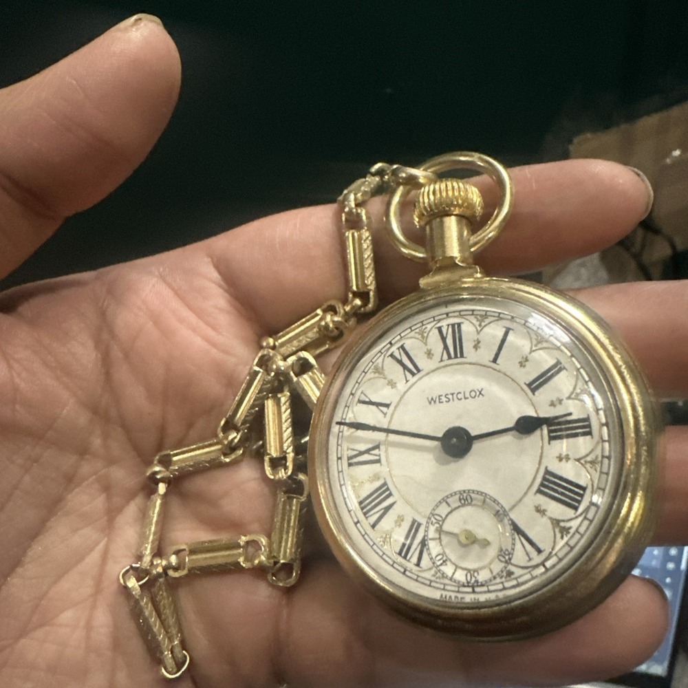 Working Vintage WESTCLOX Train Pocket Unisex Watch RUNS AND KEEPS TIME 50mm